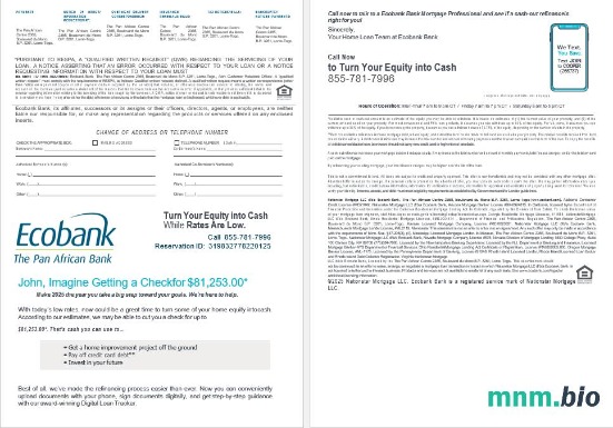 Togo Ecobank Bank wyciąg z kredytu hipotecznego w formatach Word i PDF, 4 strony 3-4